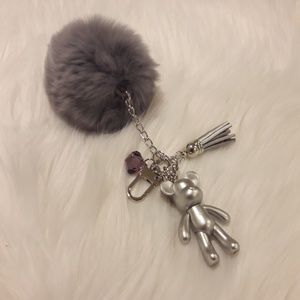 Pom Pom keychains with bear charms (small size)